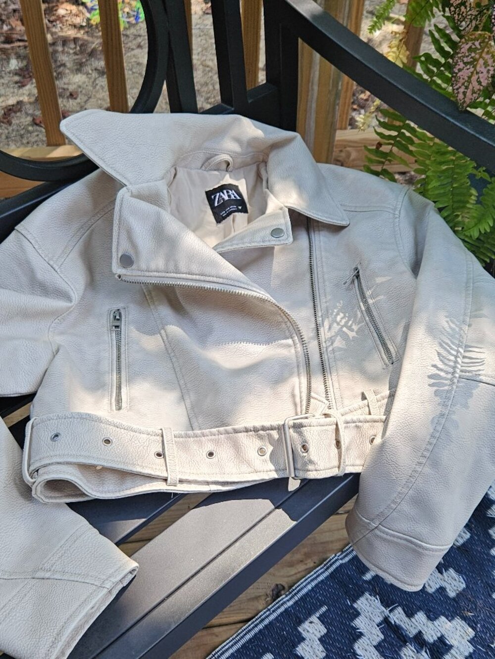 Zara Faux Leather Crop Moto Jacket Sz Small